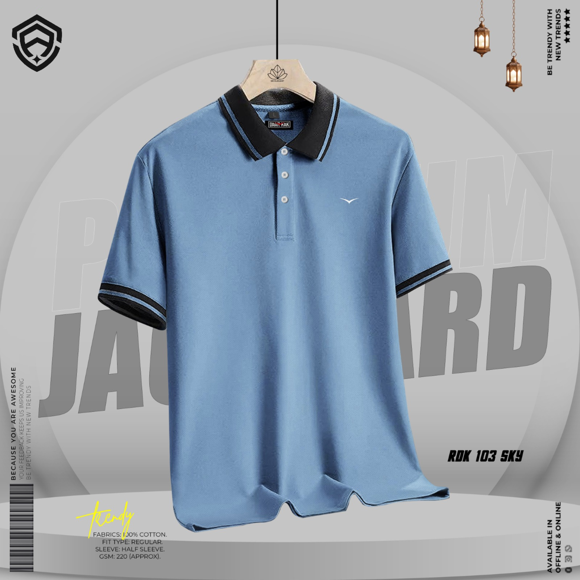 103 Premium Basic Polo Shirt Sky Color - Image 1