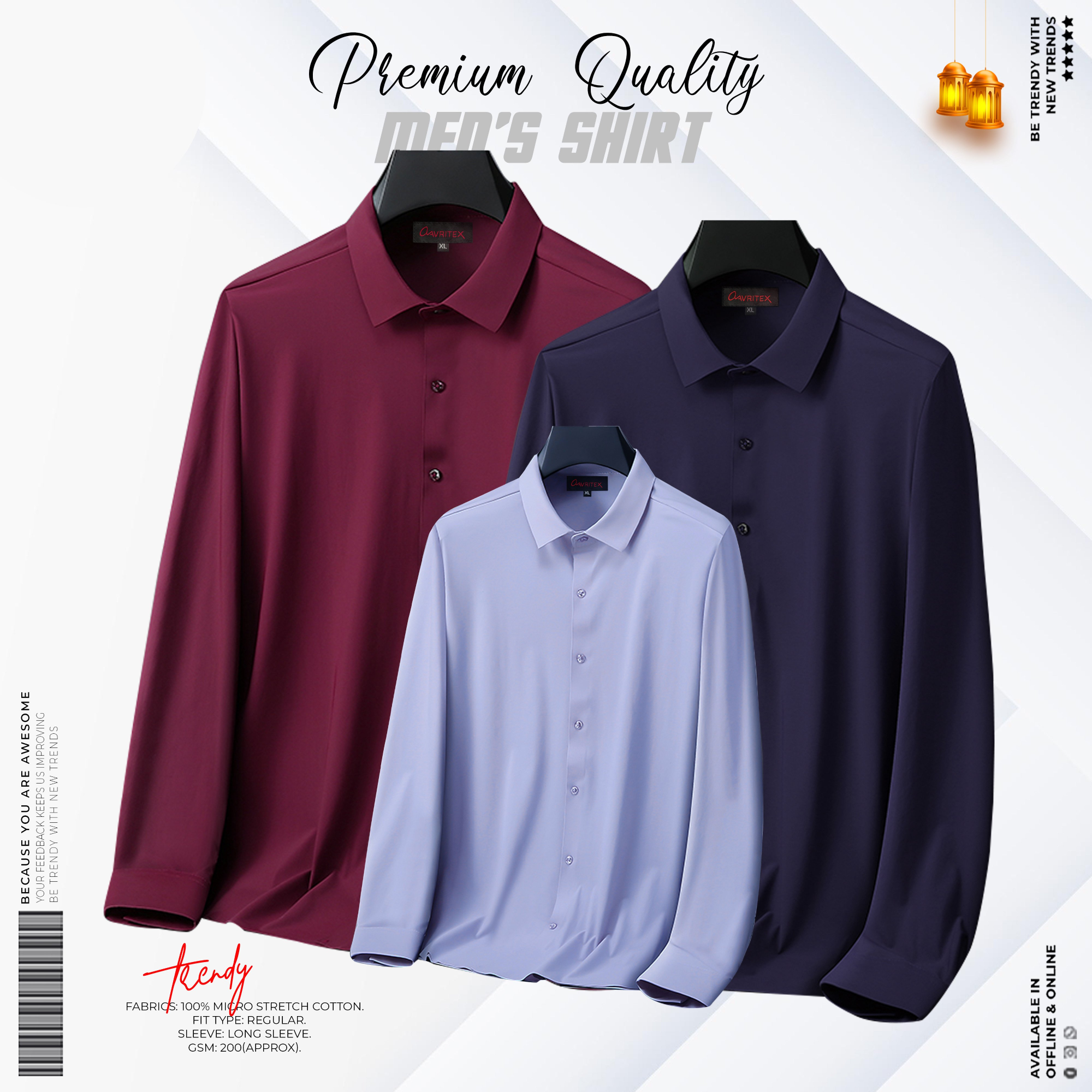 ATX-217218219.webp Premium MicroStitch Shirt Maroon, Purple & Navy Blue Color - Image 1