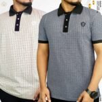Eid Special Export Quality Premium Printed Polo Shirt: ATX 222/223 (Cream/Ash)