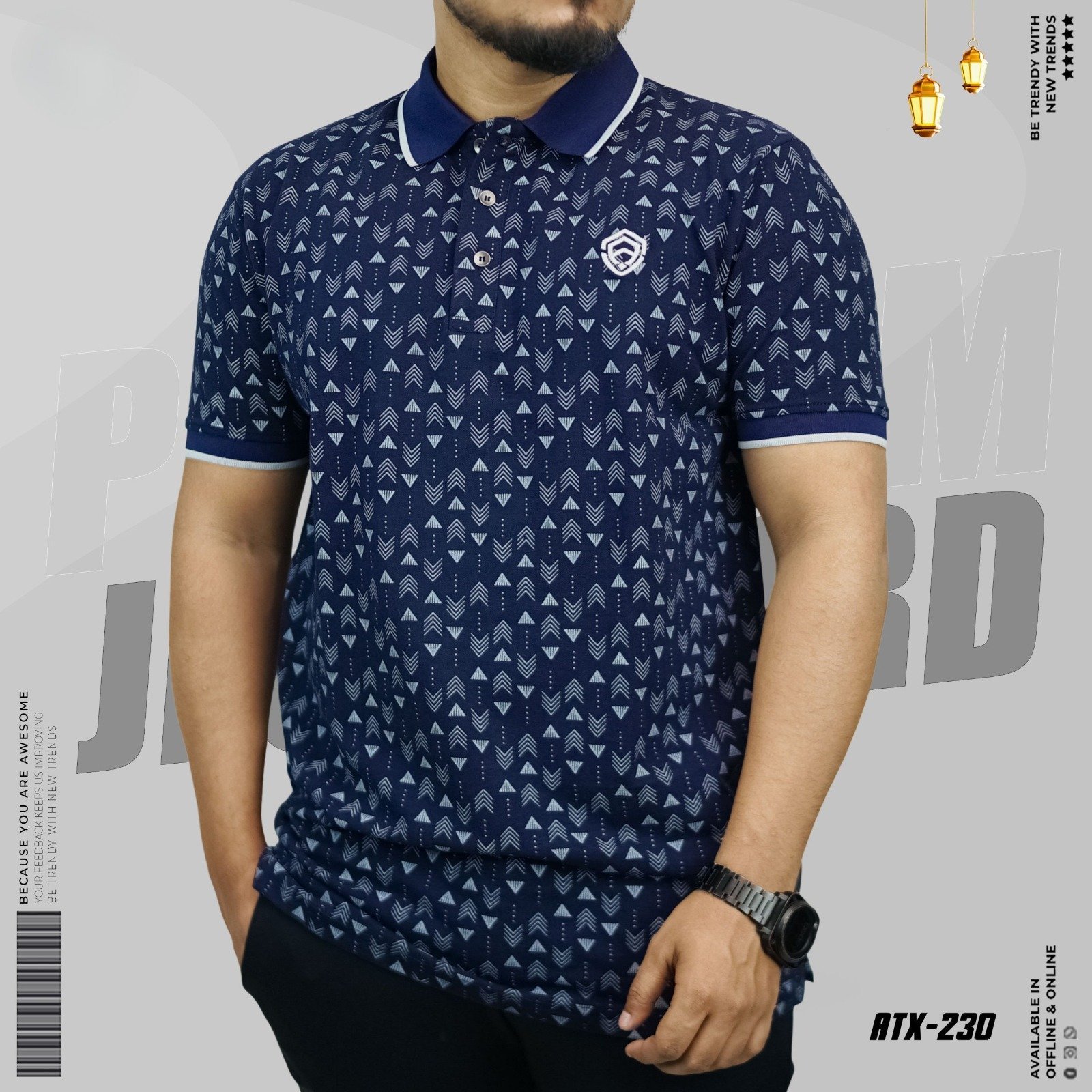 IMG-20260312-WA0004.jpg Premium All Over Polo Shirt - Navy Blue Color - Image 1
